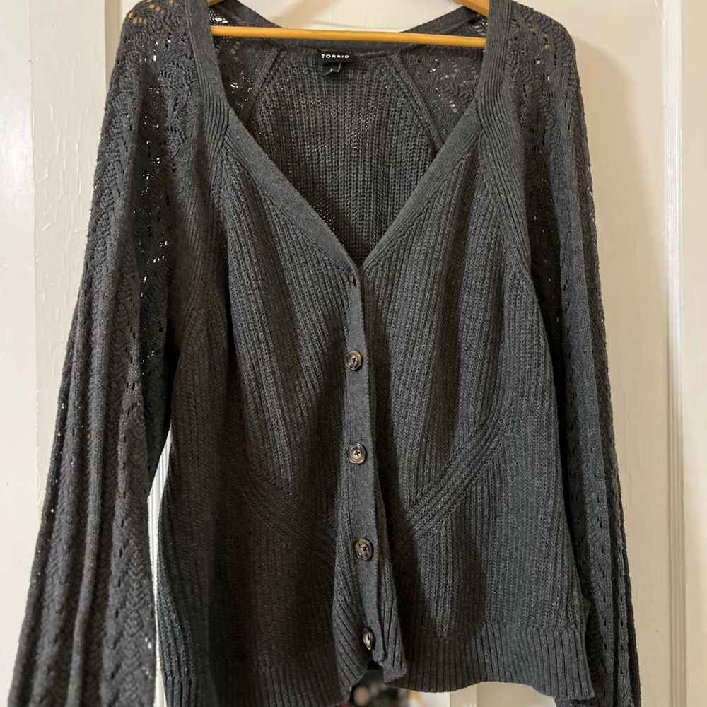 Torrid Charcoal Button-Up Cardigan